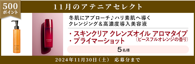 500ポイント 11月のアテニアセレクト 2024年11月30日(土) 応募分まで