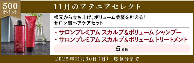 500ポイント 11月のアテニアセレクト 2025年11月30日(日) 応募分まで